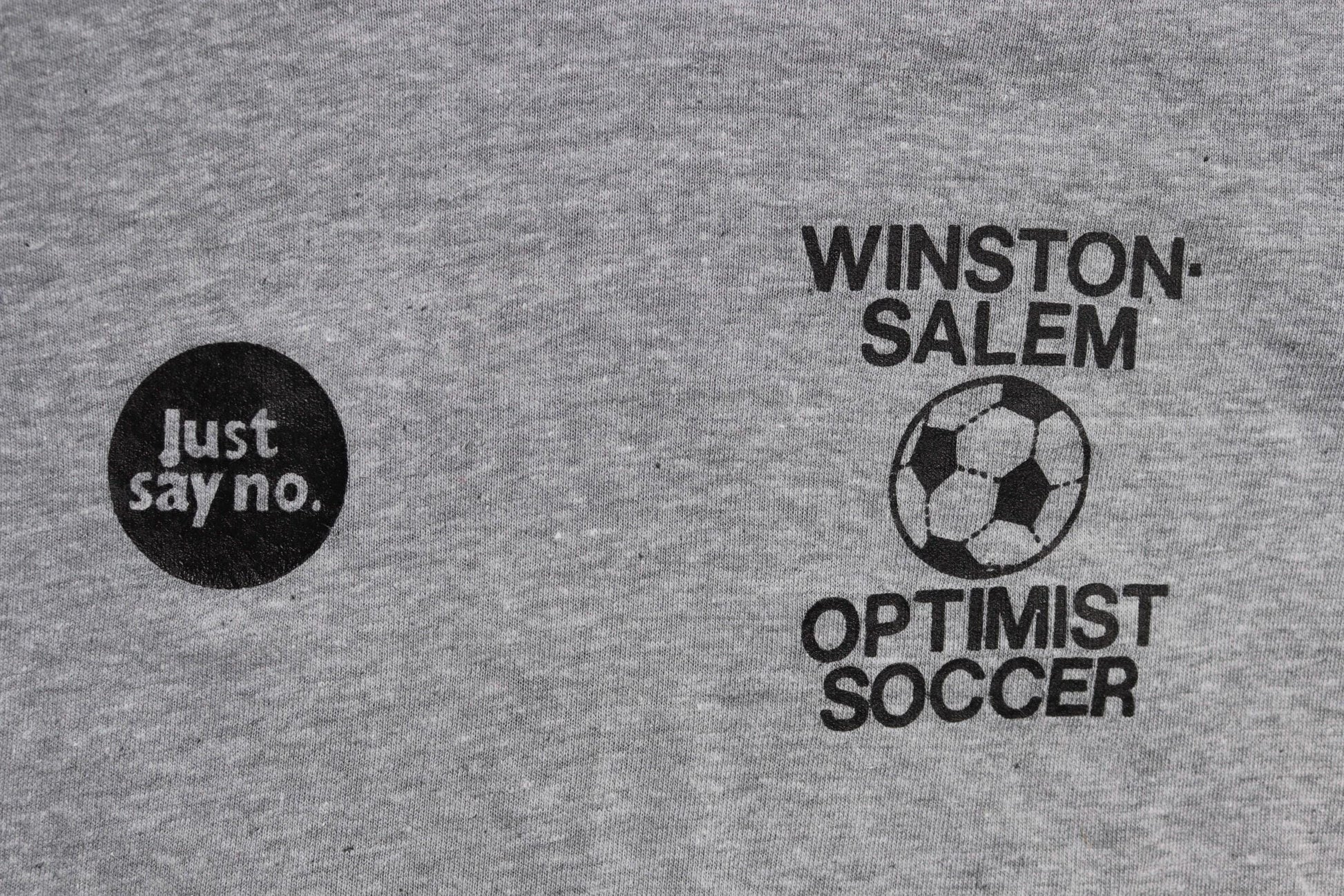 Vintage 1980s kids football t shirt - just say no - soccer sportswear - 32” chest - for age 7, 8, 9
