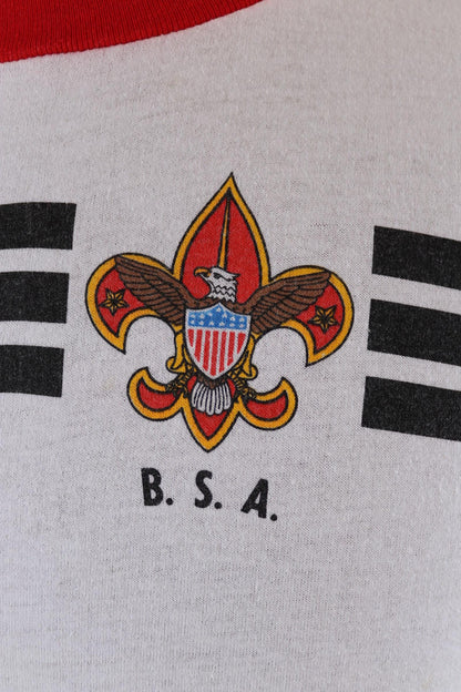 Vintage 1980s 90s Boy Scouts t shirt - BSA print - 36” chest - ringer sportswear - made in USA