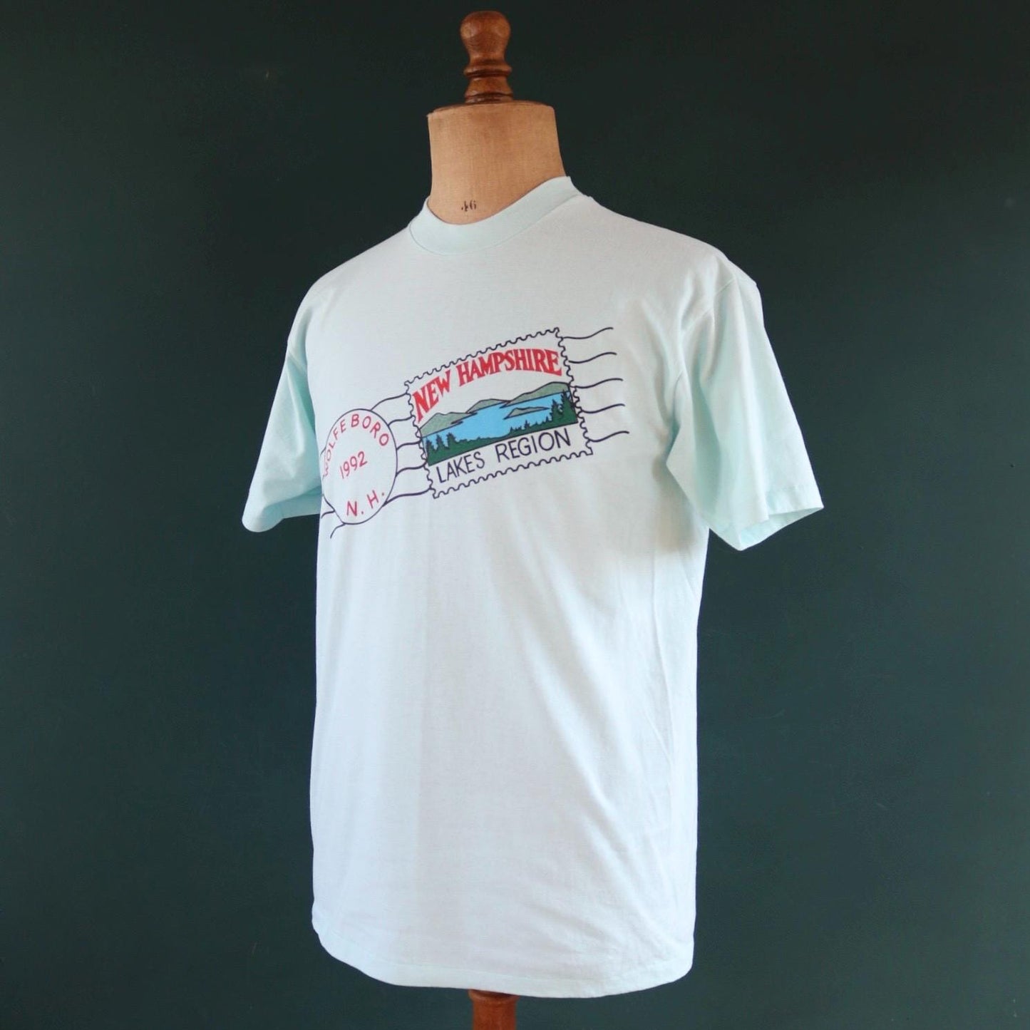 Vintage 1990s tourist t shirt - New Hampshire print - mint green - 41” chest