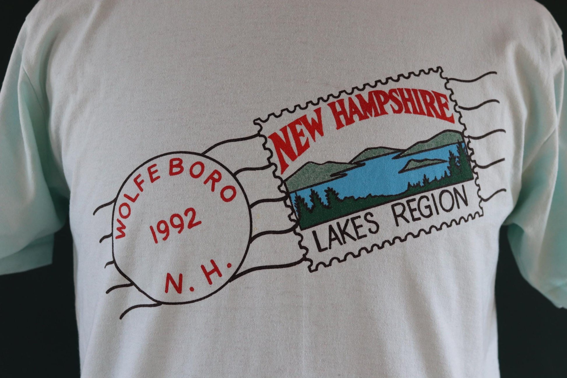Vintage 1990s tourist t shirt - New Hampshire print - mint green - 41” chest