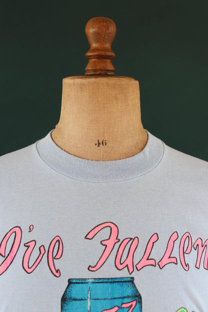 Vintage 1990s neon t shirt - beer advertising - Gary - airbrushed - pale blue - 42” chest