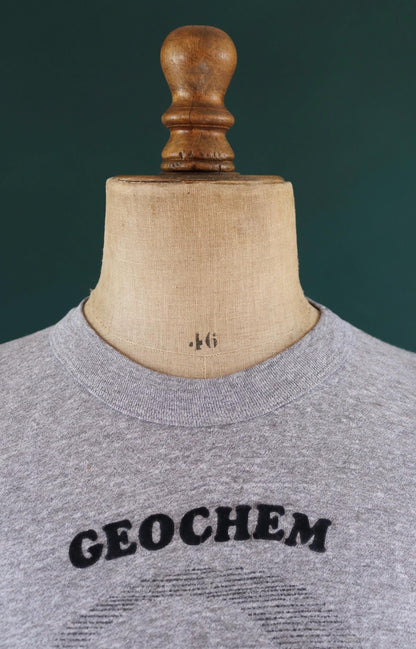 Vintage 1970s 80s grey marl t shirt - geochem crew - water bird print - 41” chest