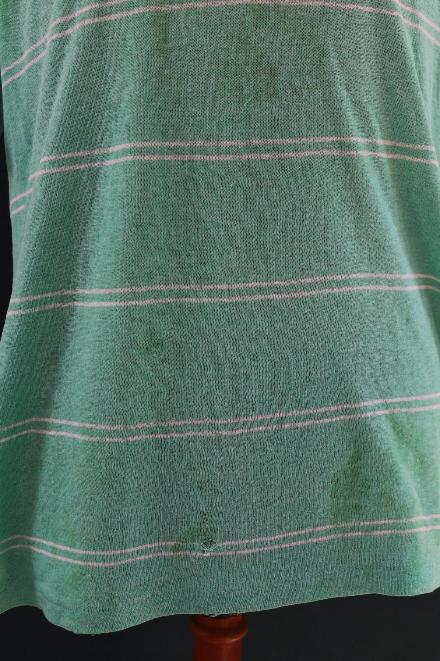 Vintage 1980s Le Coq Sportif soccer t shirt - green striped tee - 44” chest