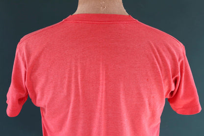 Vintage 1980s faded red t shirt - pocket tee - 41” chest
