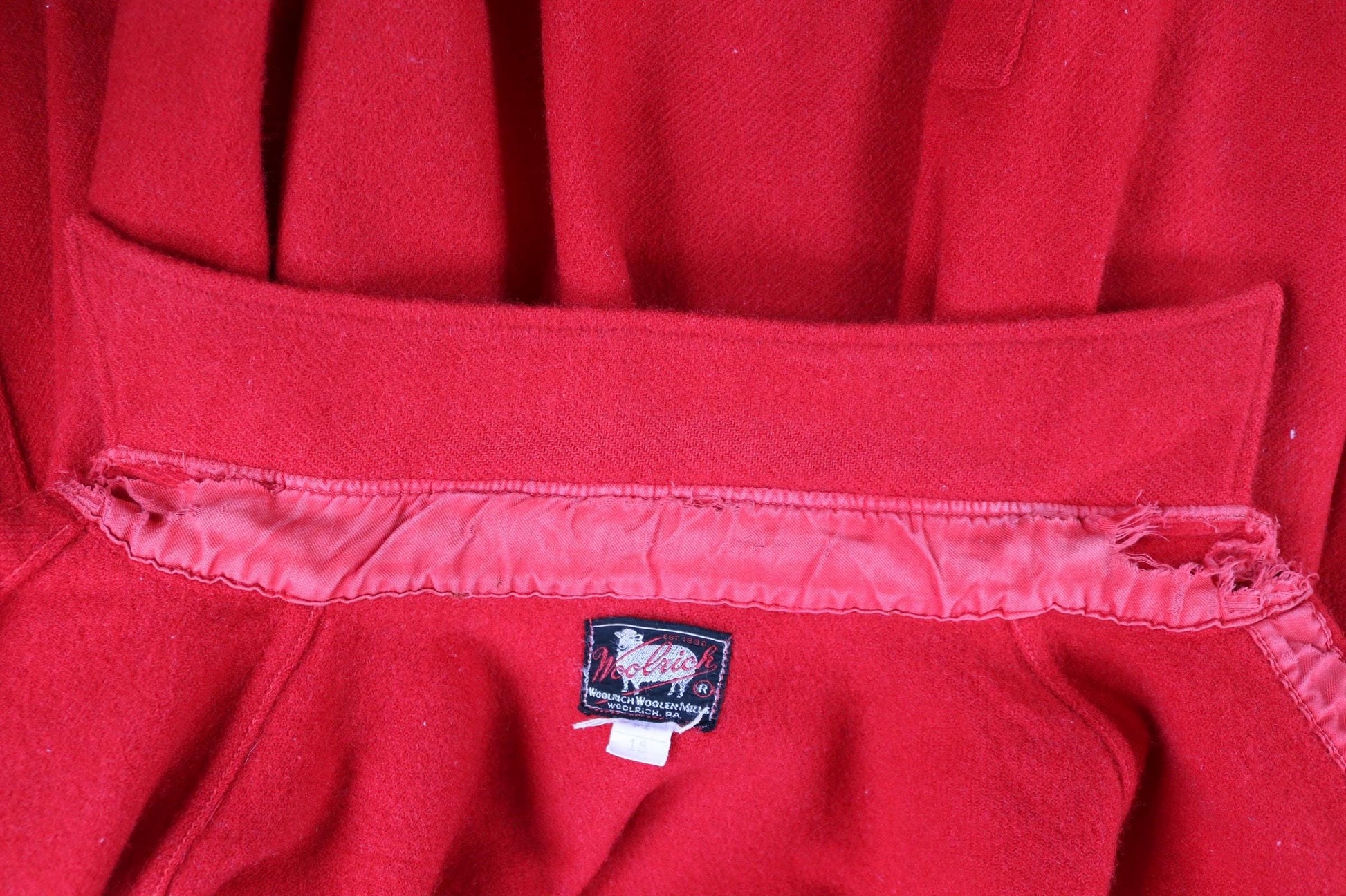 Vintage Woolrich wool shirt 1950s plain red camp camping hiking 40” chest