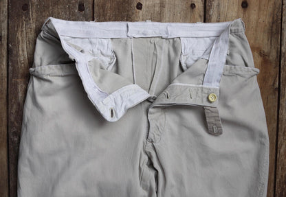 Vintage French trousers jodhpurs 1960s taupe cotton canvas hunting riding breeches 34” x 30” workwear work chore