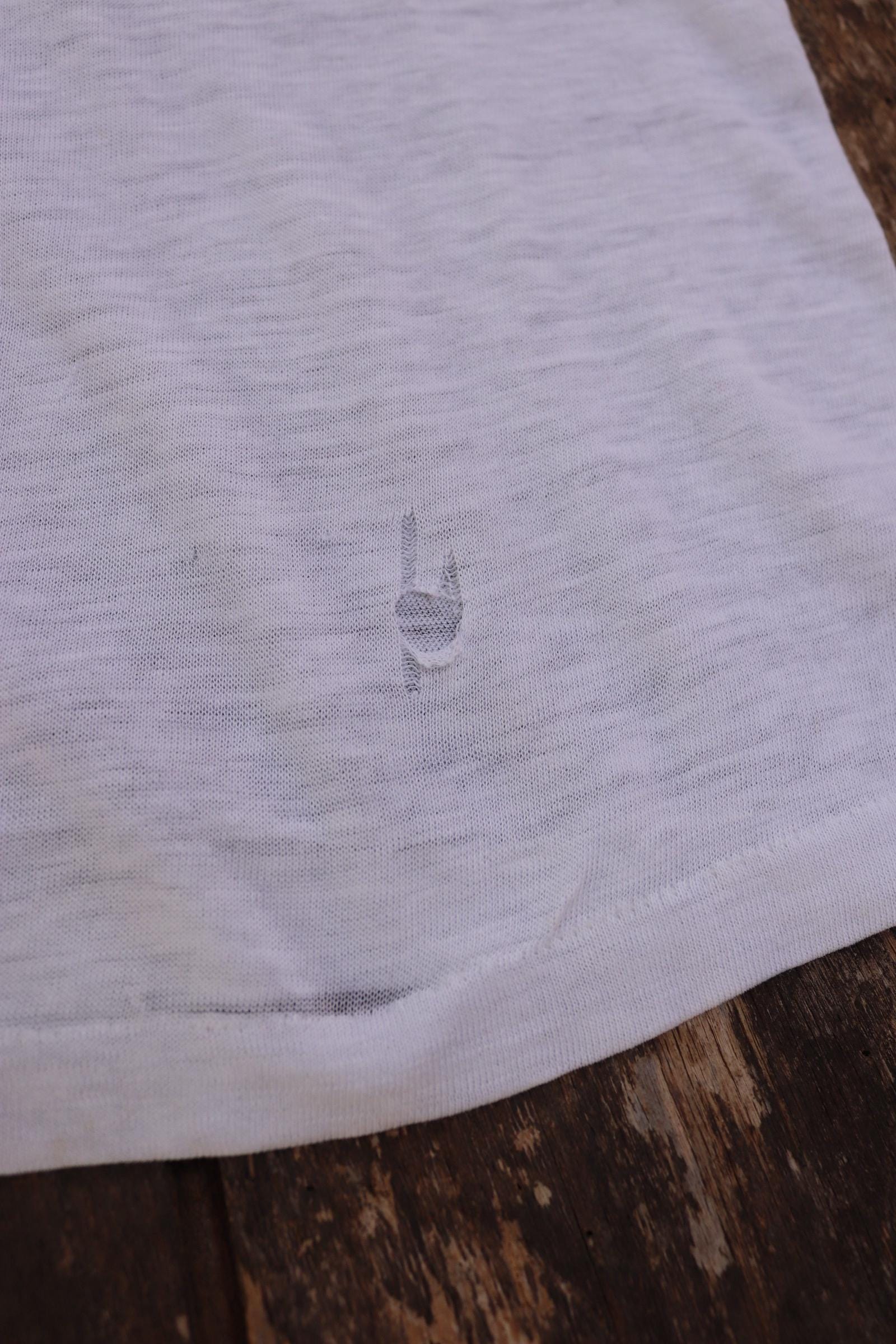Vintage 1980s kids ringer t shirt - American football - paper thin - 31” chest - for age 7, 8, 9