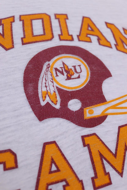 Vintage 1980s kids ringer t shirt - American football - paper thin - 31” chest - for age 7, 8, 9