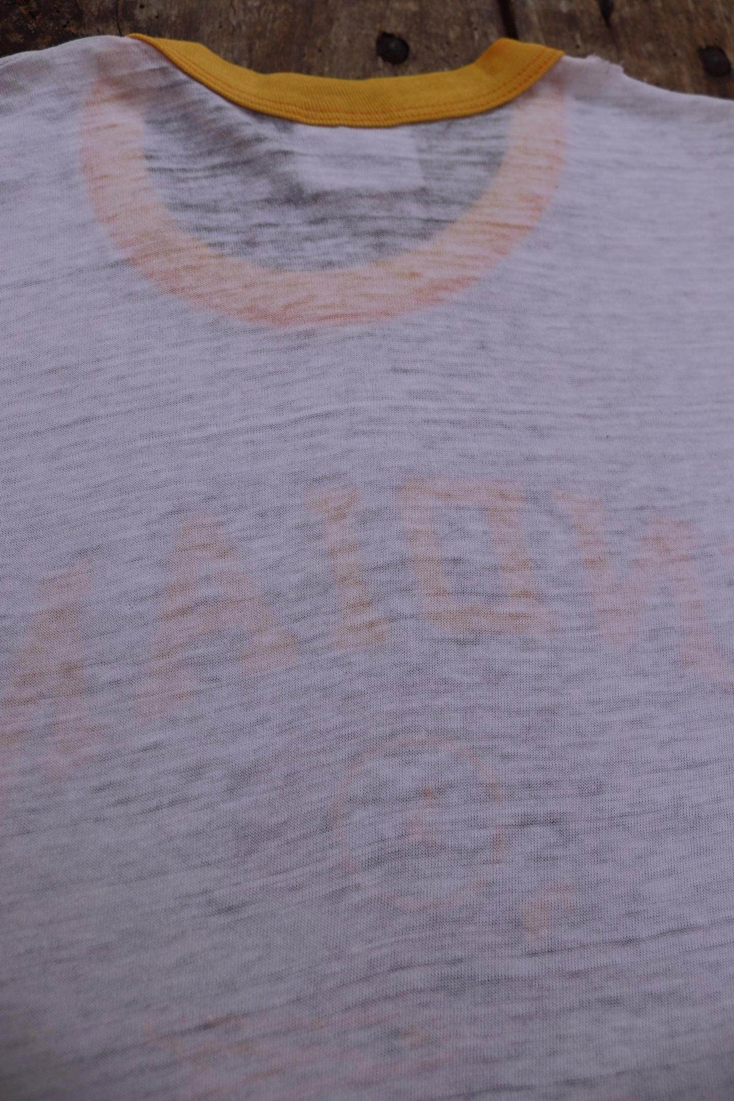 Vintage 1980s kids ringer t shirt - American football - paper thin - 31” chest - for age 7, 8, 9