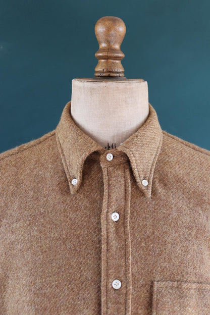 Vintage 1960s wool shirt - button down roll collar - Ivy League - 50” chest