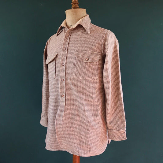 Vintage 1940s Woolrich shirt dogtooth brown hiking camping 42” chest