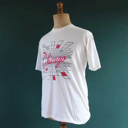 Vintage 1980s Chicago t shirt - dancefloor print - house music - 40” chest