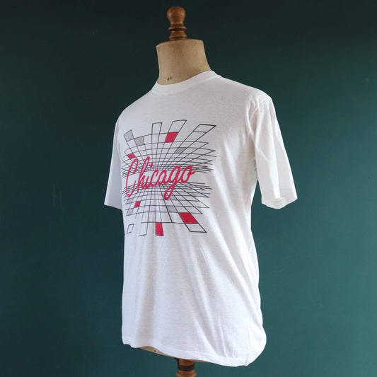 Vintage 1980s Chicago t shirt - dancefloor print - house music - 40” chest