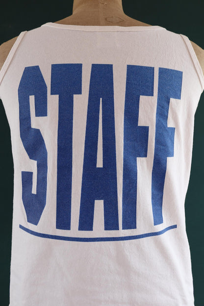 Vintage 1980s 1990s t shirt - neon and white vest - cheerleader print - cotton sportswear singlet - 39” chest