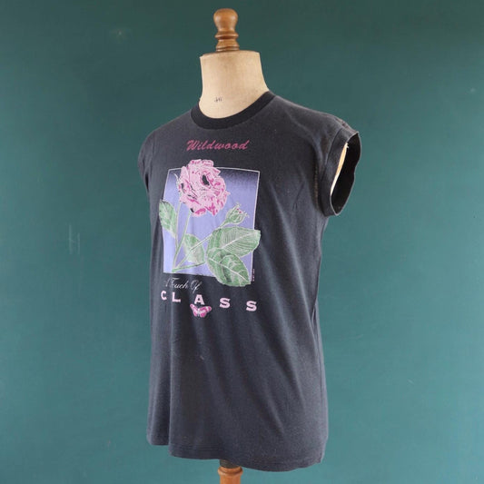 Vintage 1990s faded black t shirt - sleeveless vest top - 41” chest