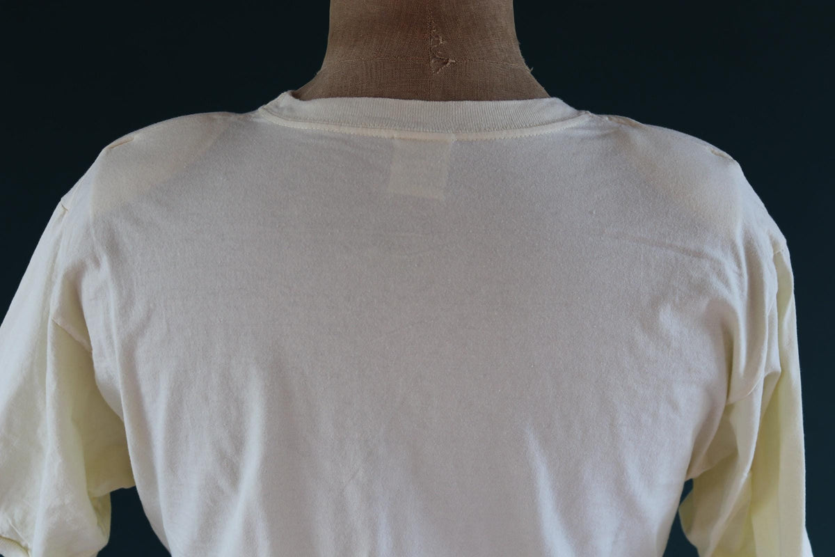 Vintage 1980s cropped t shirt - lemon yellow cotton top - shoulder pads - 40" chest