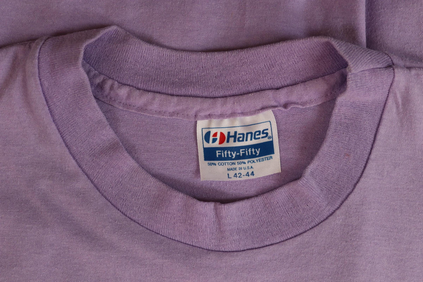 Vintage 1980s hurricane Hugo t shirt - lilac purple - neon graphic - single stitch tee - 40” chest