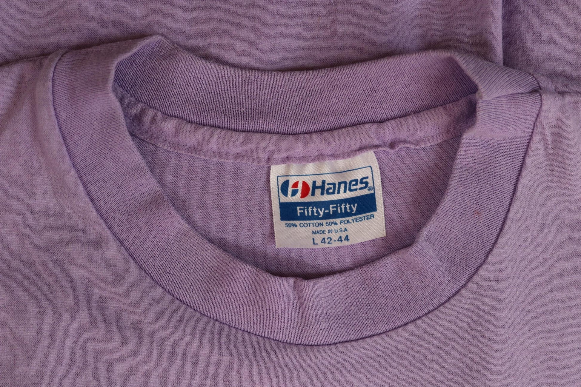Vintage 1980s hurricane Hugo t shirt - lilac purple - neon graphic - single stitch tee - 40” chest