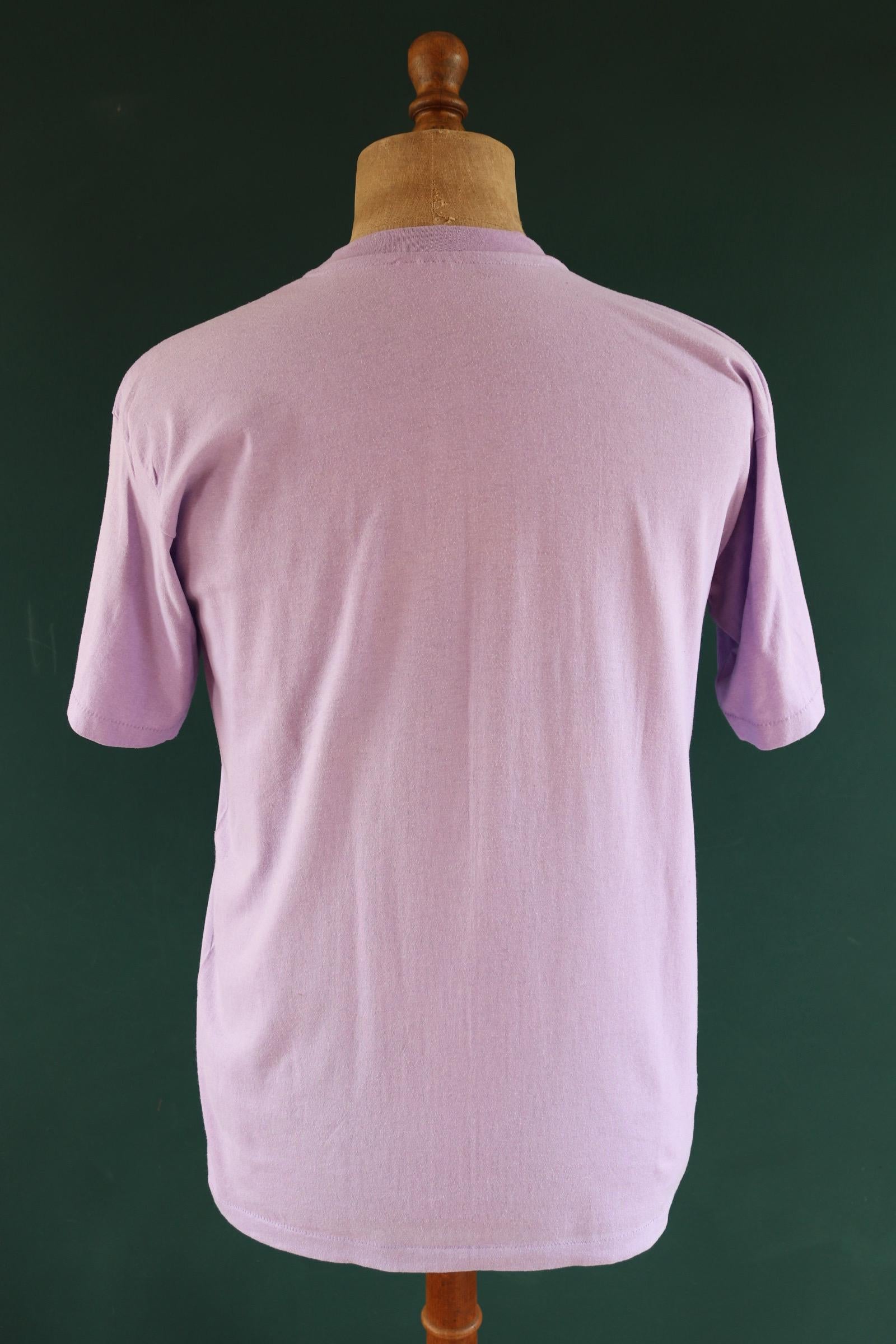 Vintage 1980s hurricane Hugo t shirt - lilac purple - neon graphic - single stitch tee - 40” chest