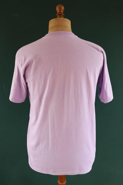Vintage 1980s hurricane Hugo t shirt - lilac purple - neon graphic - single stitch tee - 40” chest