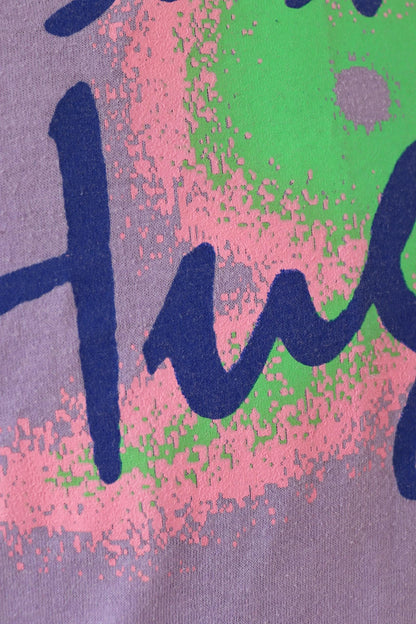 Vintage 1980s hurricane Hugo t shirt - lilac purple - neon graphic - single stitch tee - 40” chest