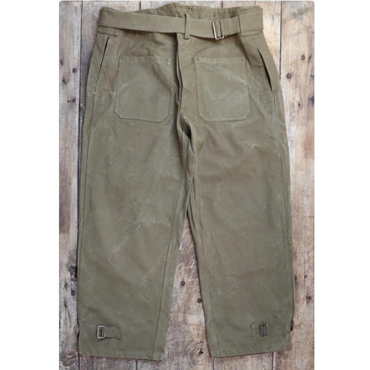 Vintage French military motorcycle trousers - 1950s army workwear overalls - khaki green cotton canvas - dispatch rider pants - 38” x 29”