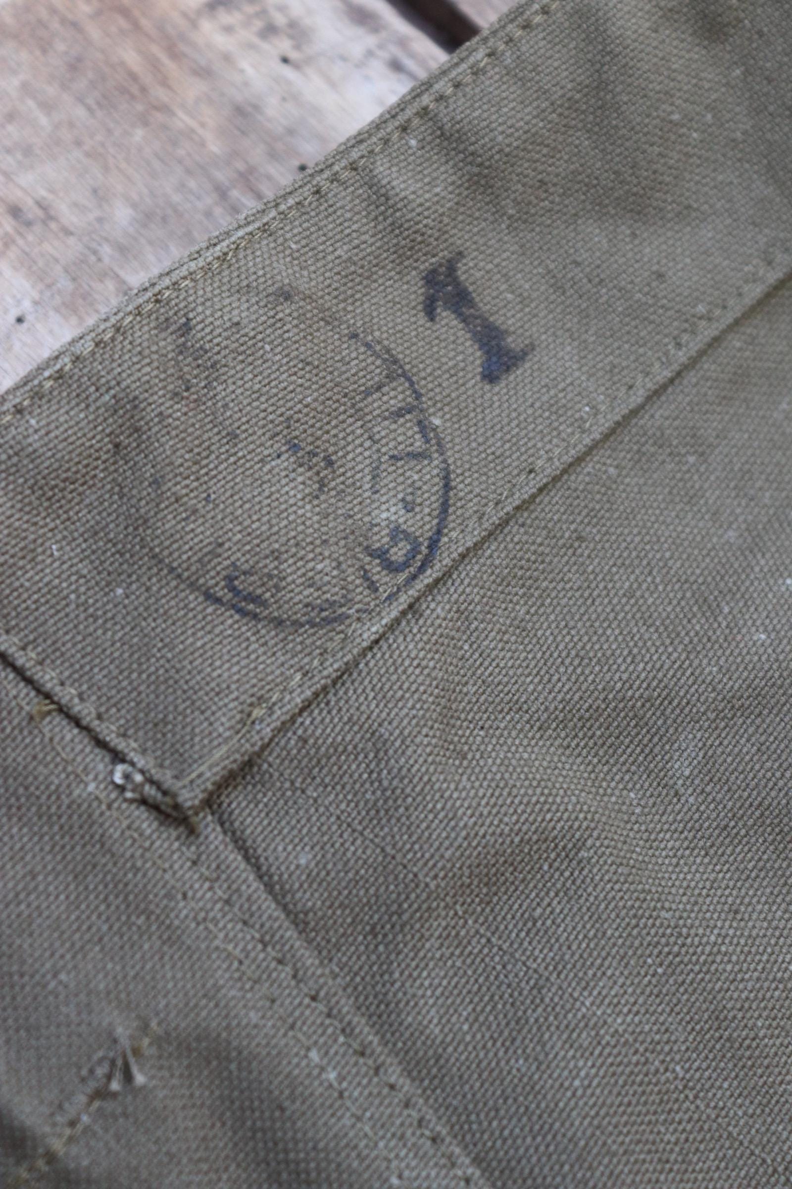 Vintage French military motorcycle trousers overalls pants khaki green cotton canvas dispatch rider 1950s army 40” x 29”
