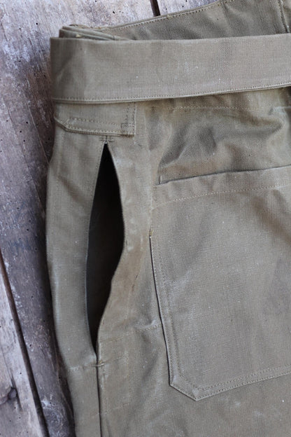 Vintage French military motorcycle trousers overalls pants khaki green cotton canvas dispatch rider 1950s army 40” x 29”