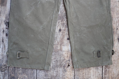 Vintage French military motorcycle trousers overalls pants khaki green cotton canvas dispatch rider 1950s army 40” x 29”