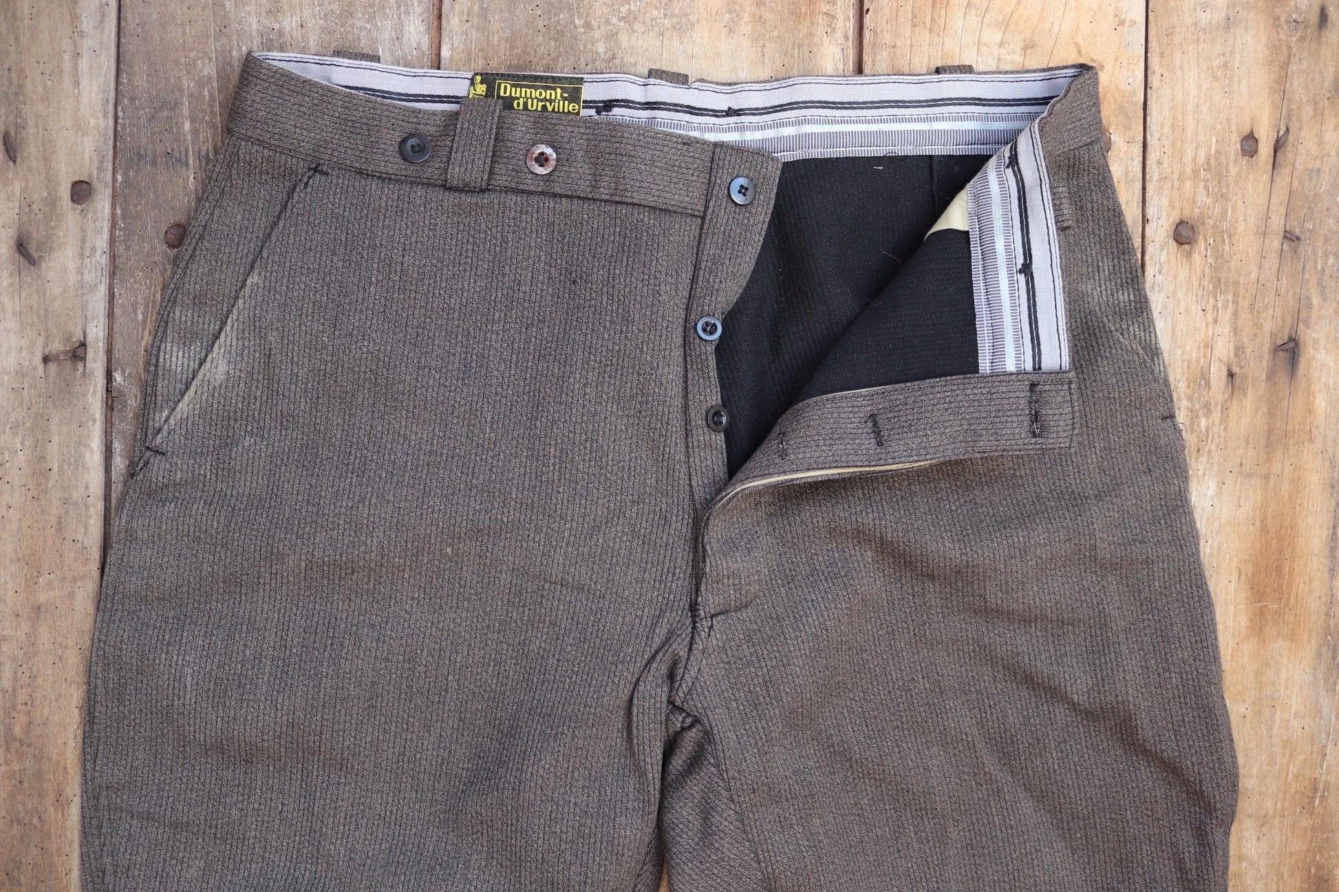 Vintage French workwear trousers jodhpurs 1960s brown velours côtelé corduroy hunting riding breeches 40” x 26”