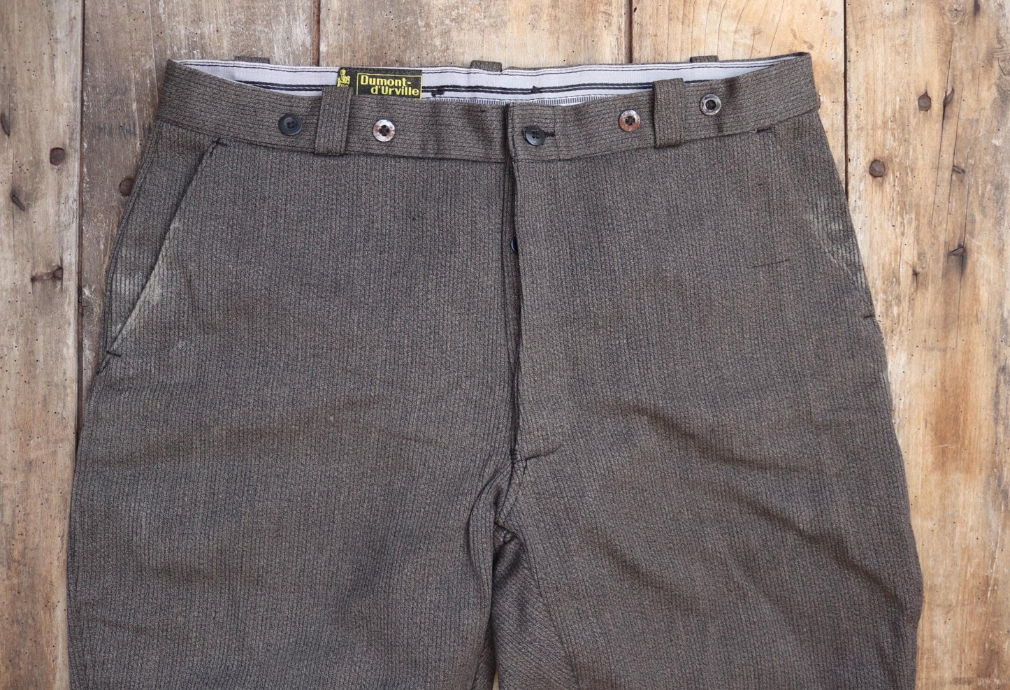 Vintage French workwear trousers jodhpurs 1960s brown velours côtelé corduroy hunting riding breeches 40” x 26”