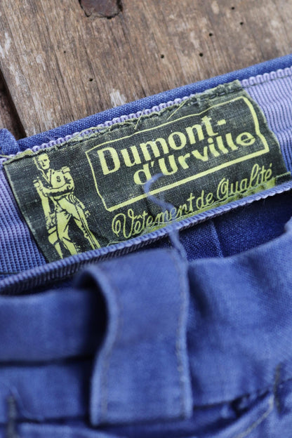 Vintage French workwear trousers pants indigo cotton twill 1960s work chore 35” x 27”