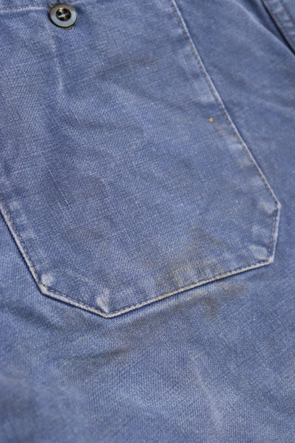 Vintage French workwear trousers - indigo cotton twill - 1960s chore pants - 35” x 27”