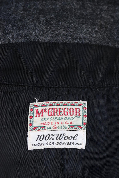 Vintage 1960s wool shirt McGregor loop collar plain grey hiking camping 42” chest