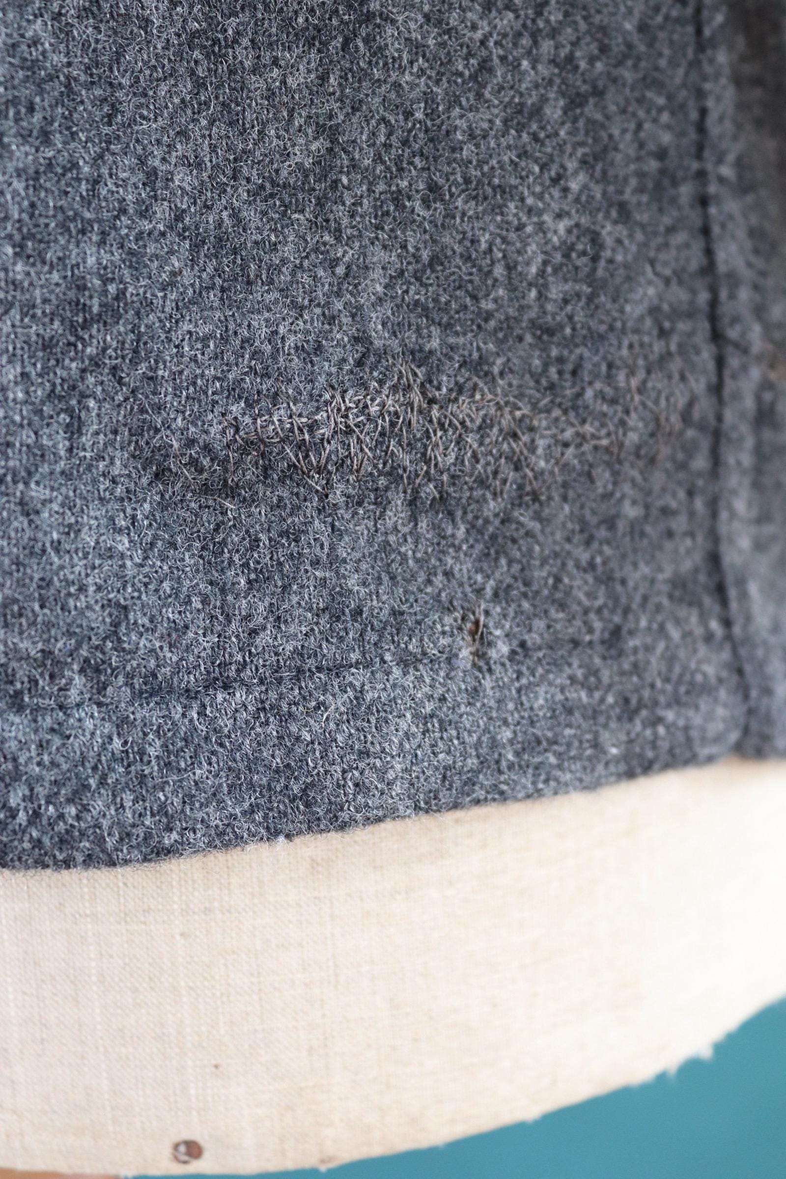 Vintage 1960s wool shirt McGregor loop collar plain grey hiking camping 42” chest