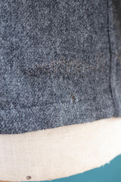Vintage 1960s wool shirt McGregor loop collar plain grey hiking camping 42” chest