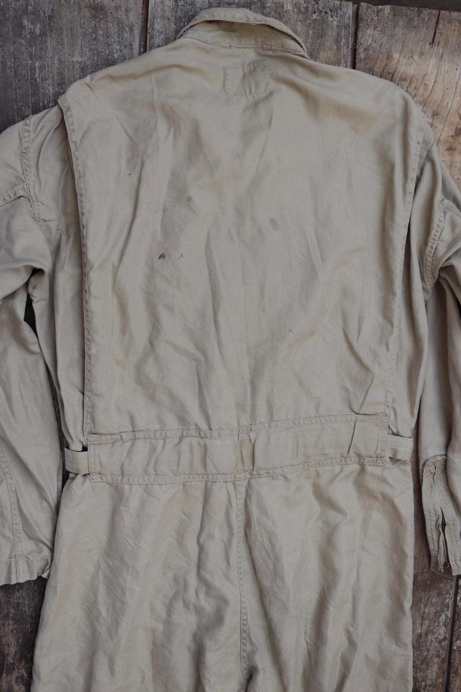 Vintage 1960s USN flight suit - military coveralls - Vietnam light zone - khaki brown - MIL C 5390G - 40” x 34” x 28” - Conmar zipper