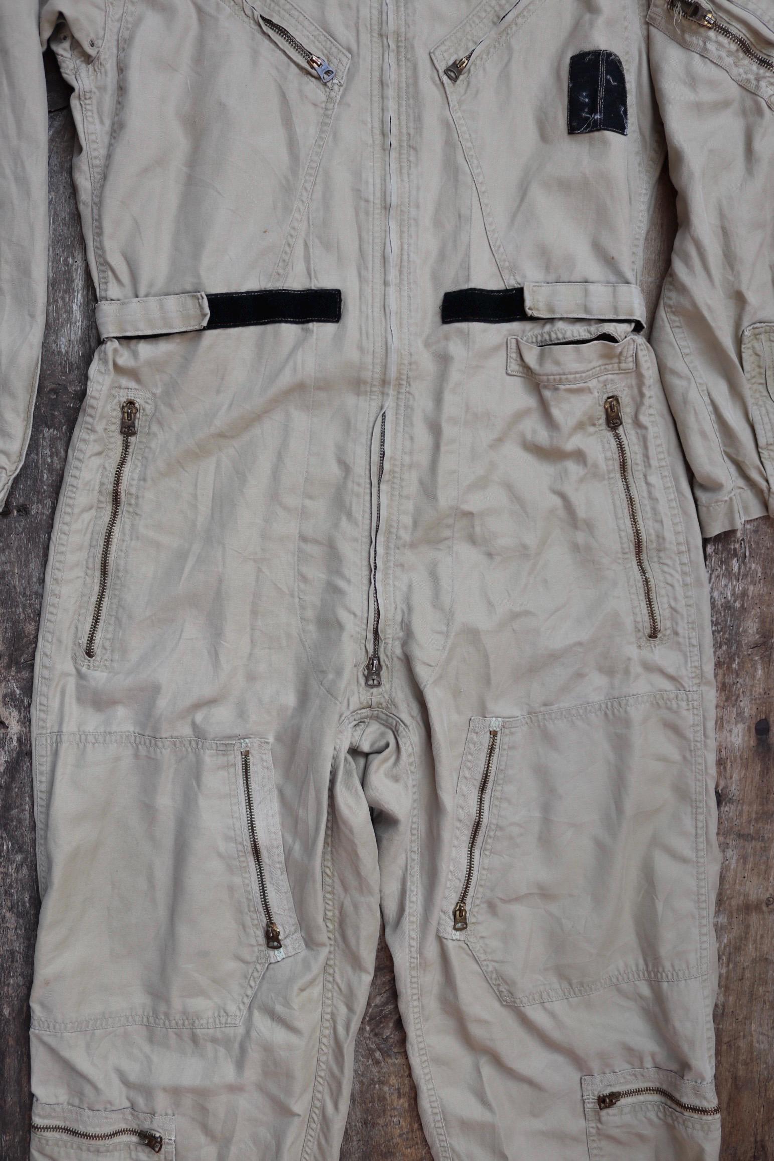 Vintage 1960s USN military flight suit coveralls Vietnam light zone khaki brown overalls MIL C 5390G 40” x 34” x 28” military Conmar