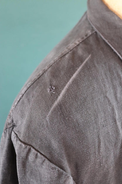 Antique French duster coat - vintage chore jacket - indigo linen workwear - maquignon - 51” chest