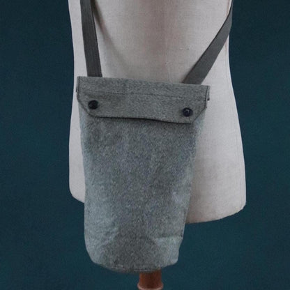 Vintage 1960s 60s Swiss army military salt pepper water bottle duffle shoulder belt bag cotton canvas hiking camping gear
