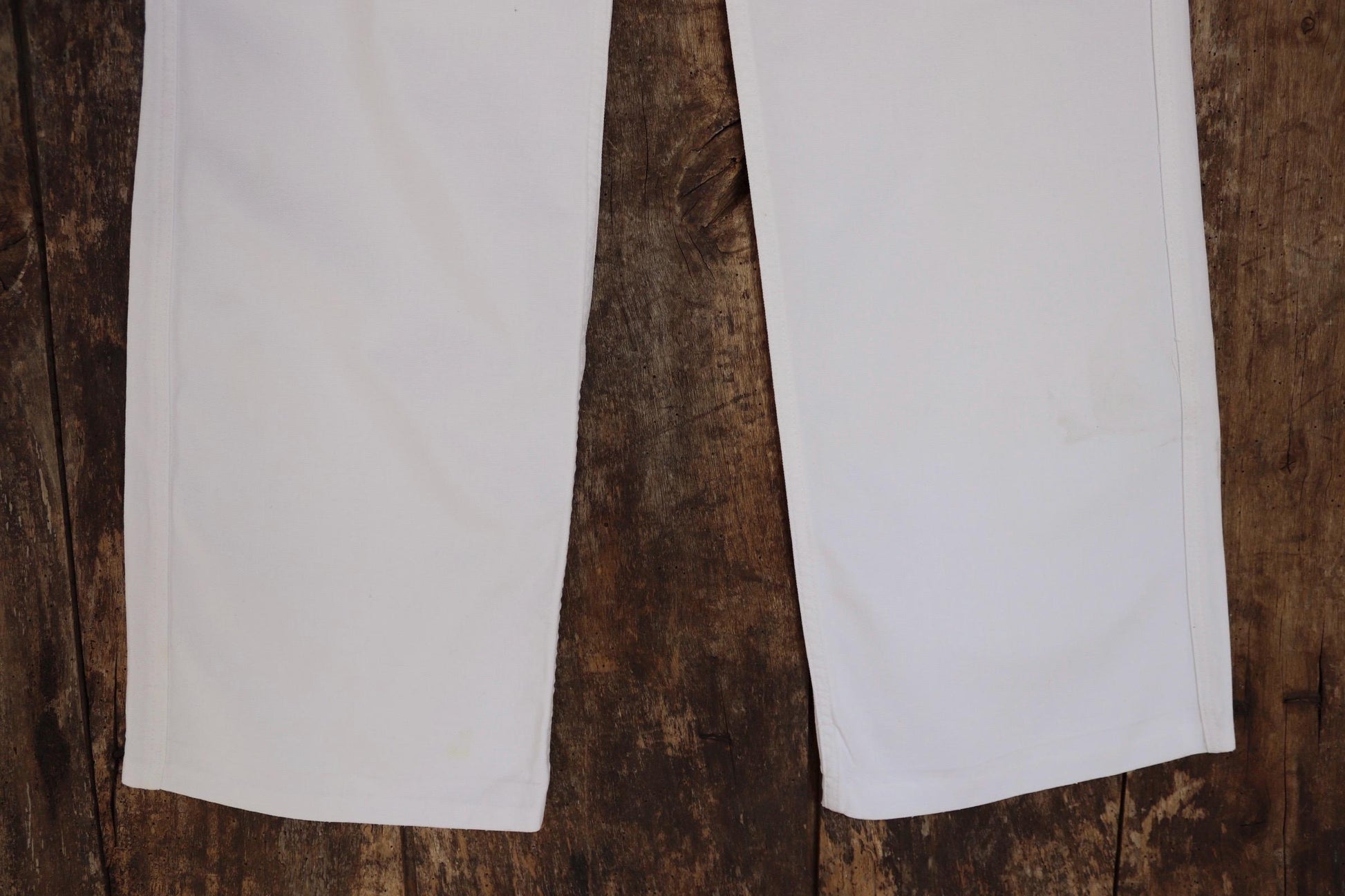 Vintage French white cotton naval trousers - 1950s 60s wide leg pants - Marine Nationale - 28” x 32” - riviera beach