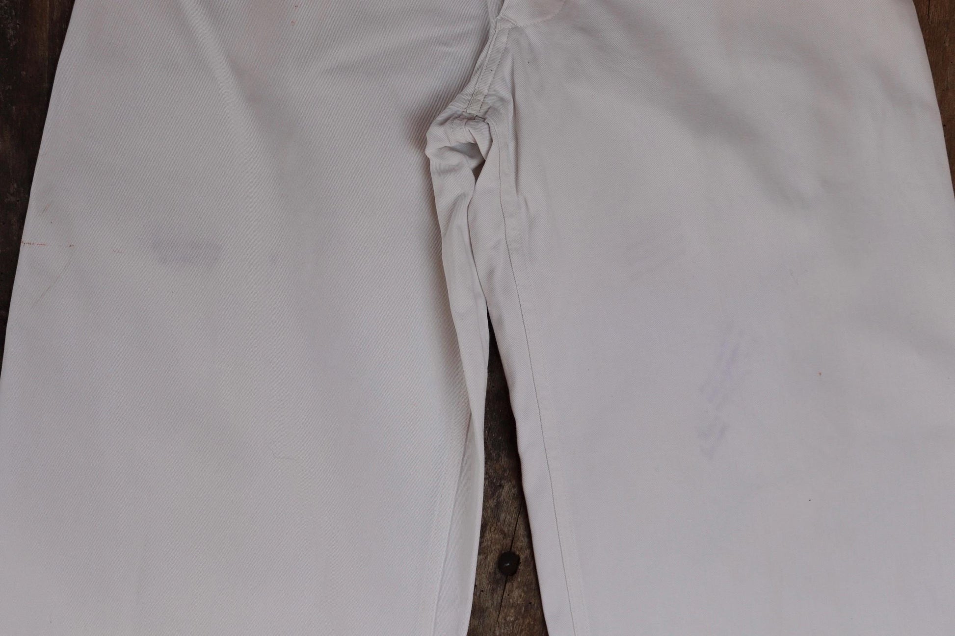 Vintage French white cotton naval trousers - 1950s 60s wide leg pants - Marine Nationale - 28” x 32” - riviera beach