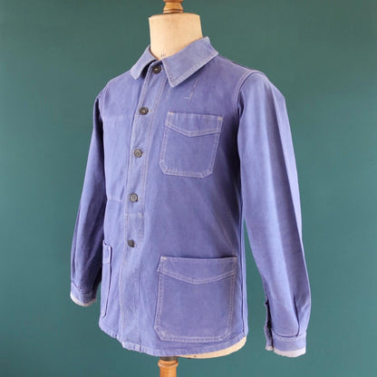 Vintage French blue workwear jacket - 1960s chore coat - cotton twill - 40” chest - bleu de travail