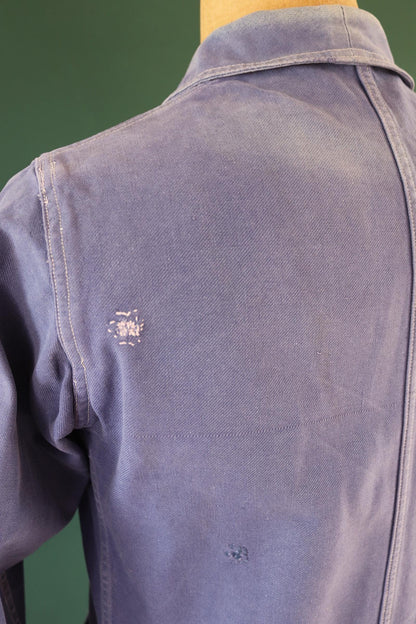Vintage French blue workwear jacket - 1960s chore coat - cotton twill - 40” chest - bleu de travail