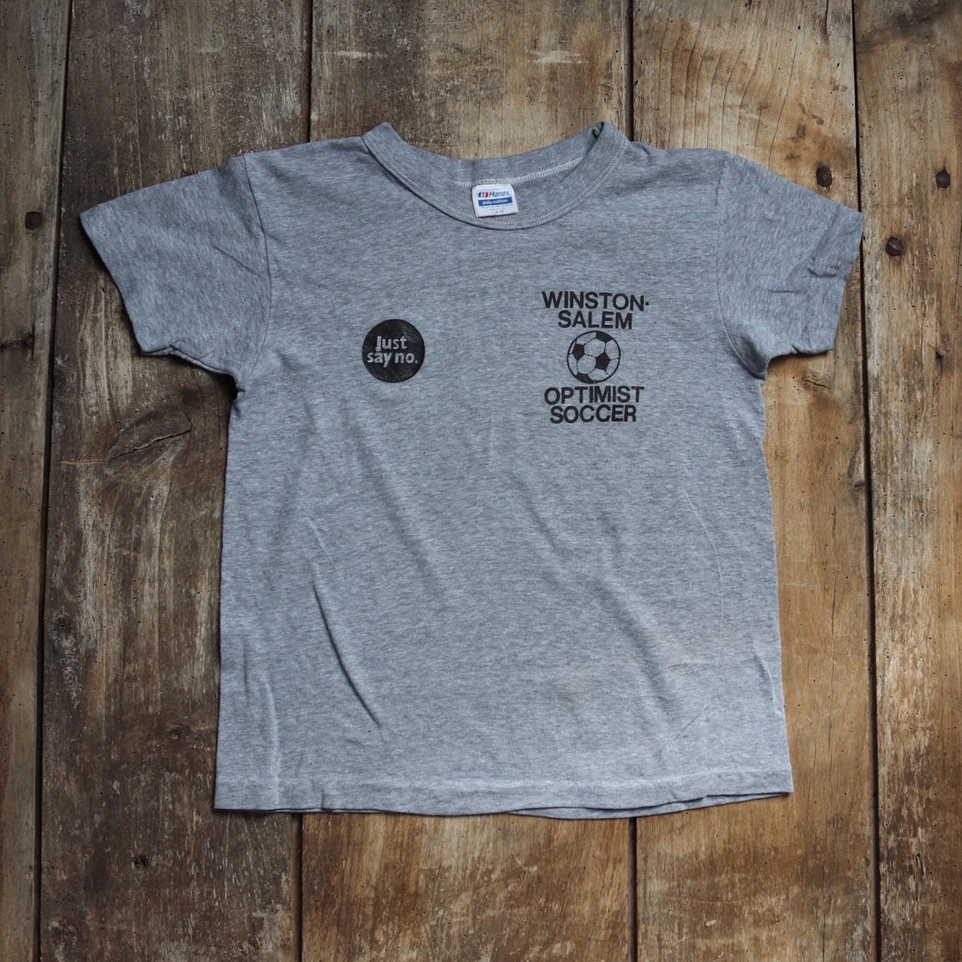 Vintage 1980s kids football t shirt - just say no - soccer sportswear - 32” chest - for age 7, 8, 9