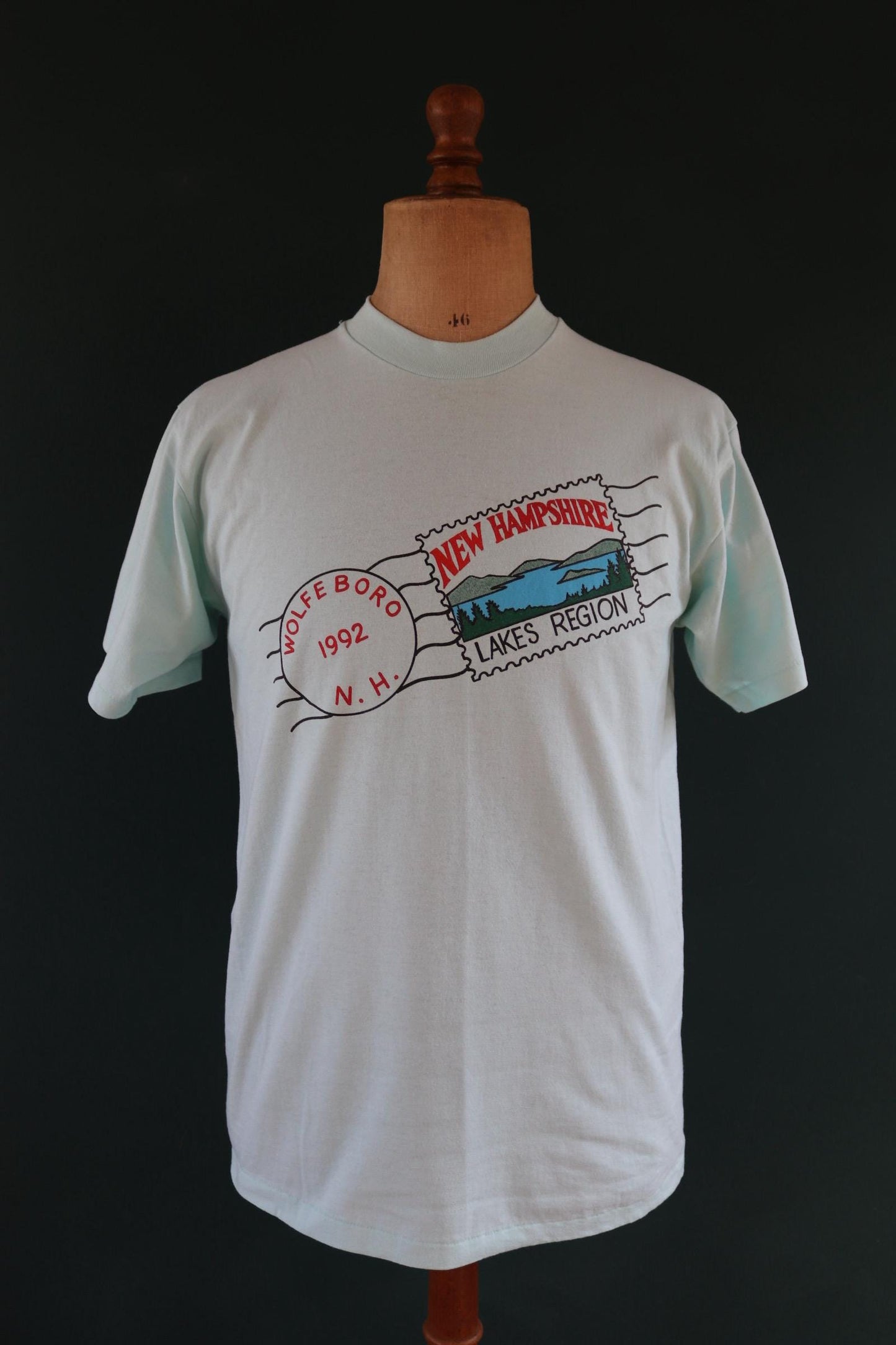 Vintage 1990s tourist t shirt - New Hampshire print - mint green - 41” chest