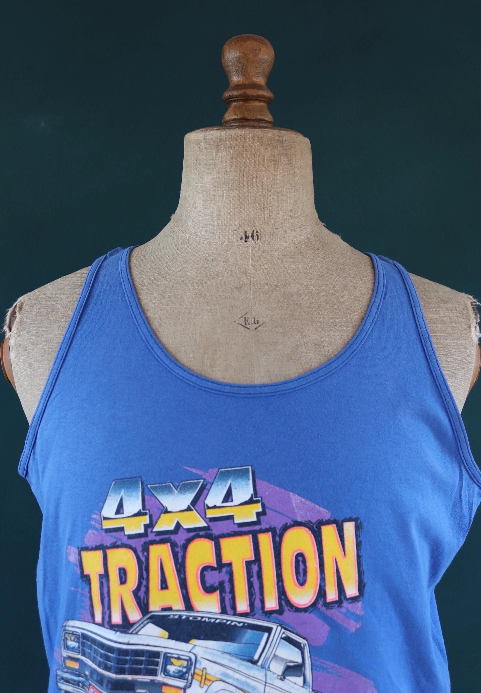 Vintage 1990s monster truck t shirt - vest top - off road design - tourist souvenir singlet - 42” chest