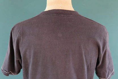 Vintage 1990s faded black t shirt - Aztec style design with tassels - 43” chest