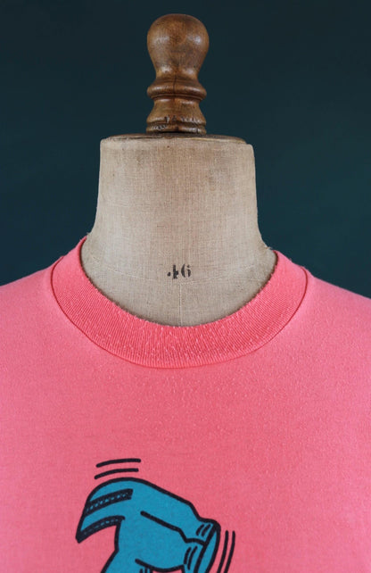 Vintage 1990s t shirt - hammer time print - salmon pink - 44” chest