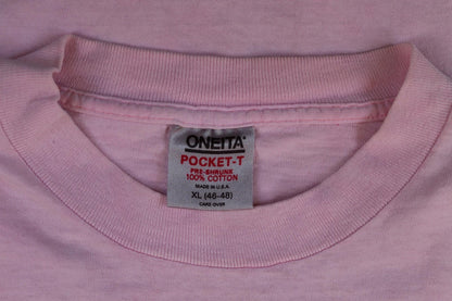 Vintage 1990s firefighter t shirt - pocket tee - Mohave County - pale pink - 44” chest